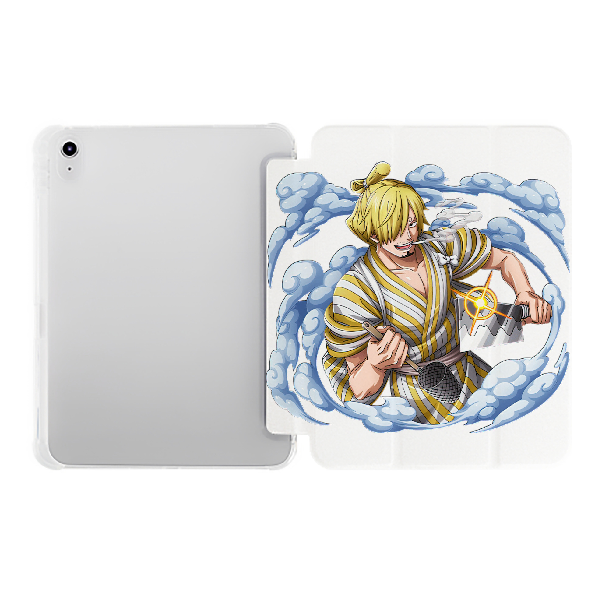 （画像用） ワンピース サンジ ONE PIECE Sanji IPad ケース ペン収納付き 三つ折りスタンド PUレザー×シリコン 対応機種9.5/10.5/10.9インチ
